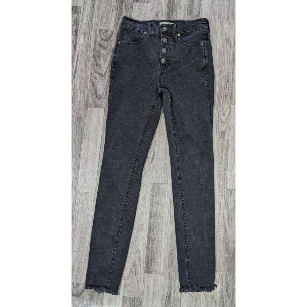 Madewell Womens Size 25 High Rise Skinny Button Fly‎ Grey Black Denim Jeans